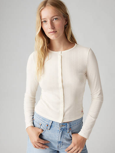 

Женская футболка Pointelle с длинным рукавом из сухого товара Levi's, цвет Gardenia - White