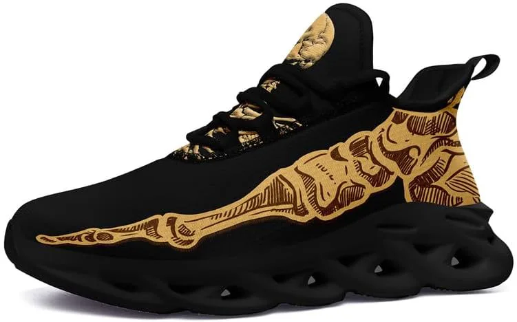 

Модные кроссовки с черепом для мужчин и женщин, с дерзкой элегантностью, готические легкие кроссовки из сетки EVA для ходьбы, тенниса и спорта AWSOLE, желтый