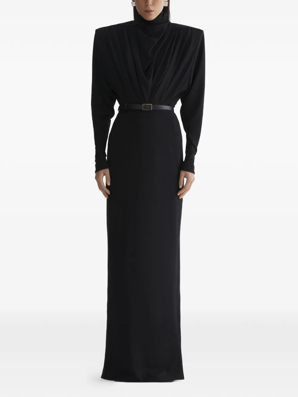 Платье с открытой спиной и длинными рукавами Mugler, черный — фото 2