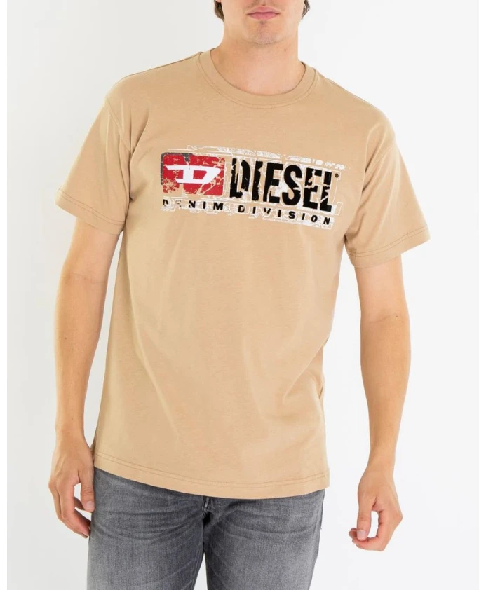 Бежевая футболка t-norm-t6 Diesel, бежевый — фото 4