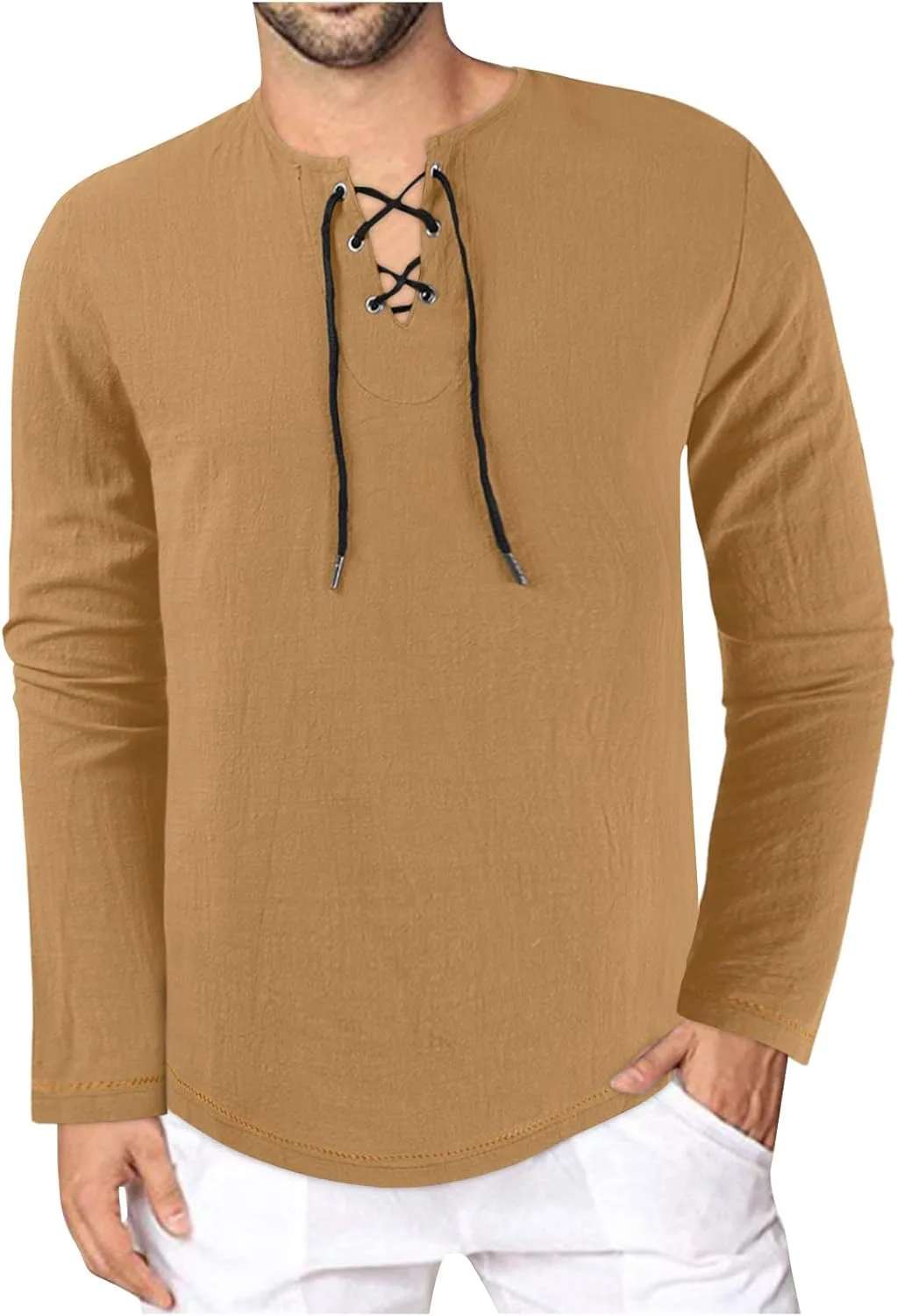 

Мужская повседневная рубашка с коротким рукавом и V-образным вырезом QUNPIU