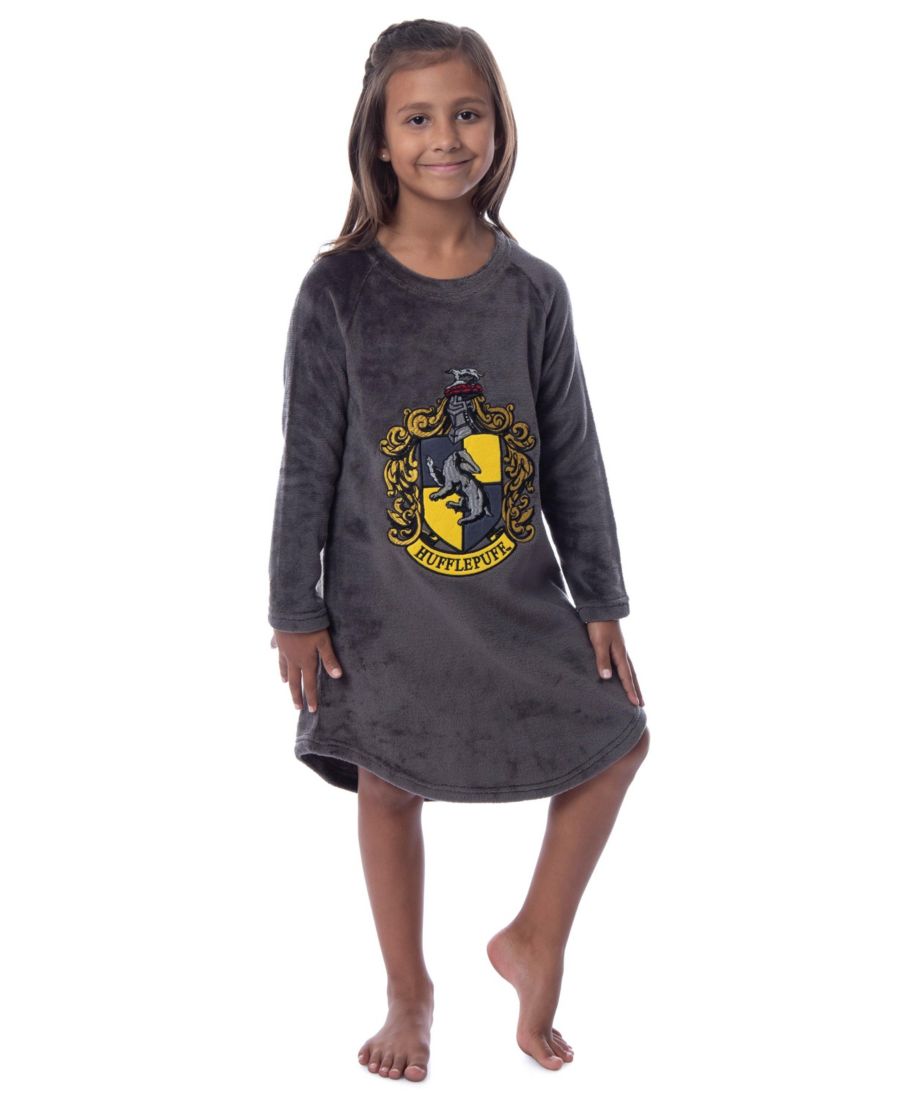 

Детская флисовая пижама-ночная рубашка с длинными рукавами и гербом факультетов Хогвартса - для всех факультетов Harry Potter, Gray