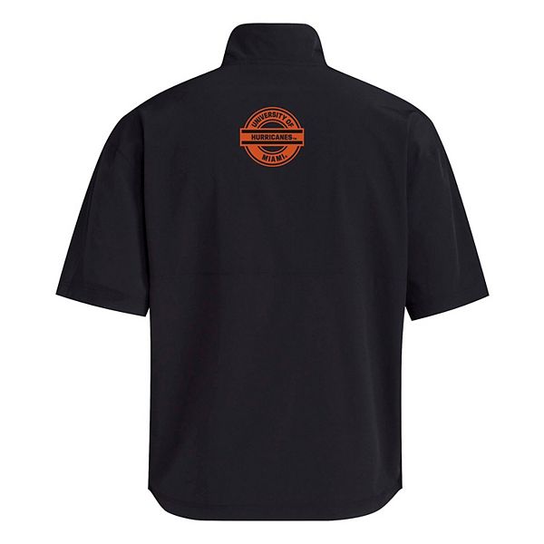 Мужская черная тренировочная куртка half-zip с коротким рукавом miami hurricanes 2024 Adidas — фото 4