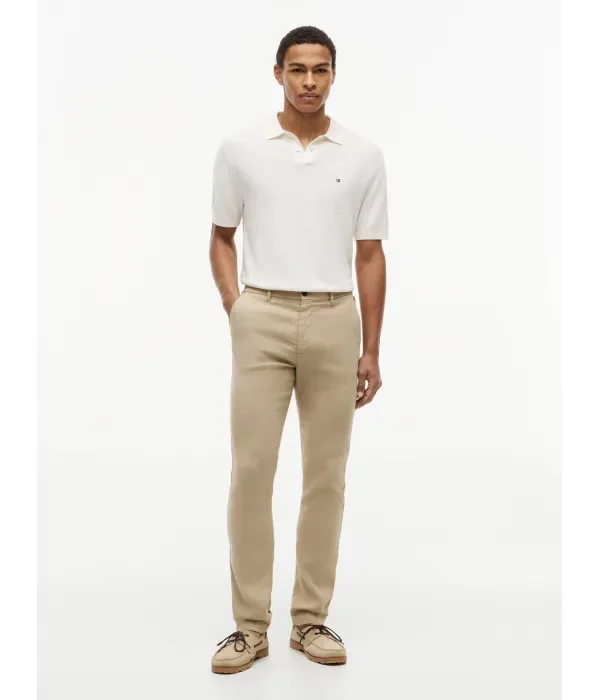 Льняные брюки-чиносы DENTON slim fit Tommy Hilfiger, бежевый — фото 2