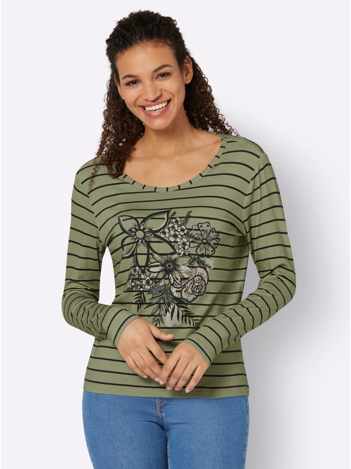 

WITT WEIDEN Футболка с длинными рукавами, с принтом в бежево-тростниковом цвете