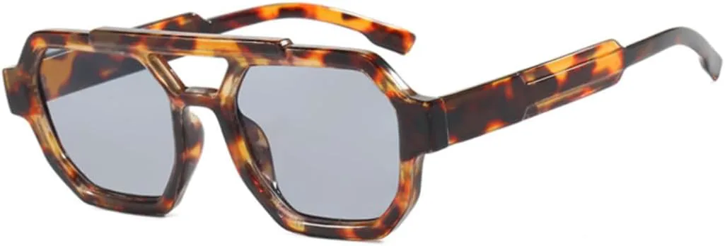 

Ретро-солнцезащитные очки с двойной перемычкой для женщин, модные сине-фиолетовые мужские солнцезащитные очки с защитой от УФ-излучения UV400 SZVVBKK, C1 Leopard Gray