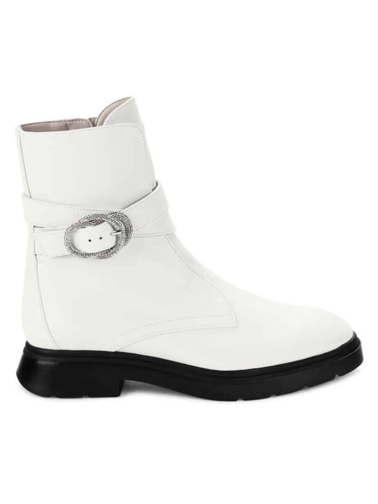 

Кожаные ботильоны с пряжкой с кристаллами Stuart Weitzman, белый