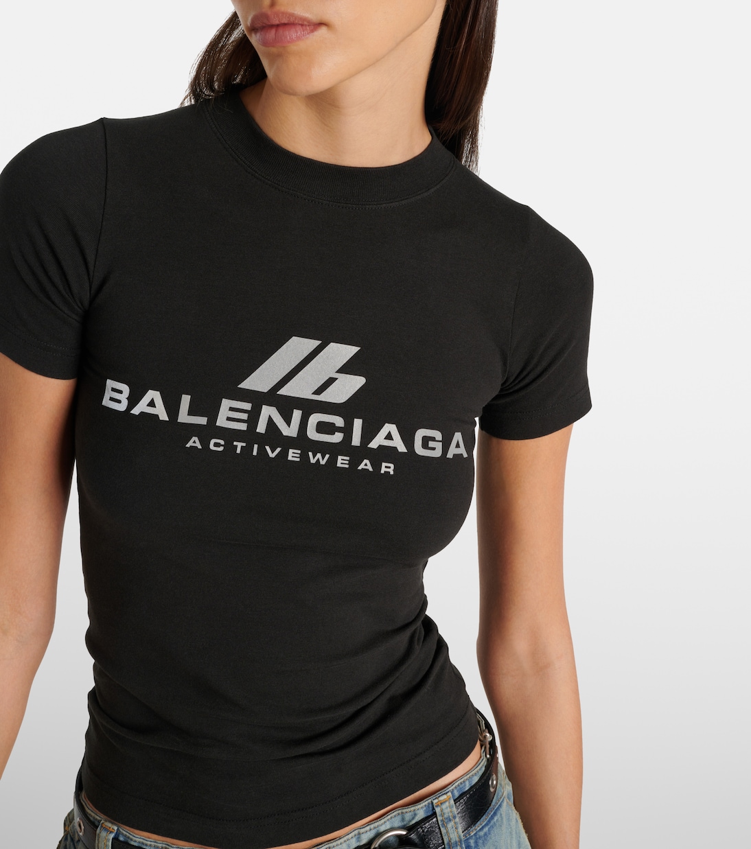 Футболка из хлопкового джерси с логотипом Balenciaga, Faded Black — фото 4