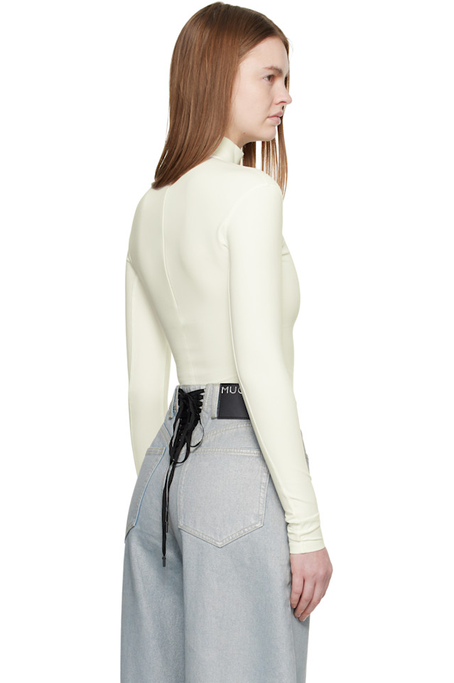 Mugler Водолазка из плотной лайкры Off-White — фото 3