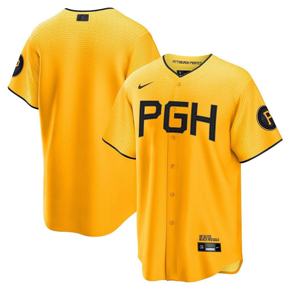 

Мужское джерси Nike Gold Pittsburgh Pirates 2023 City Connect Replica, цвет Pir Gold