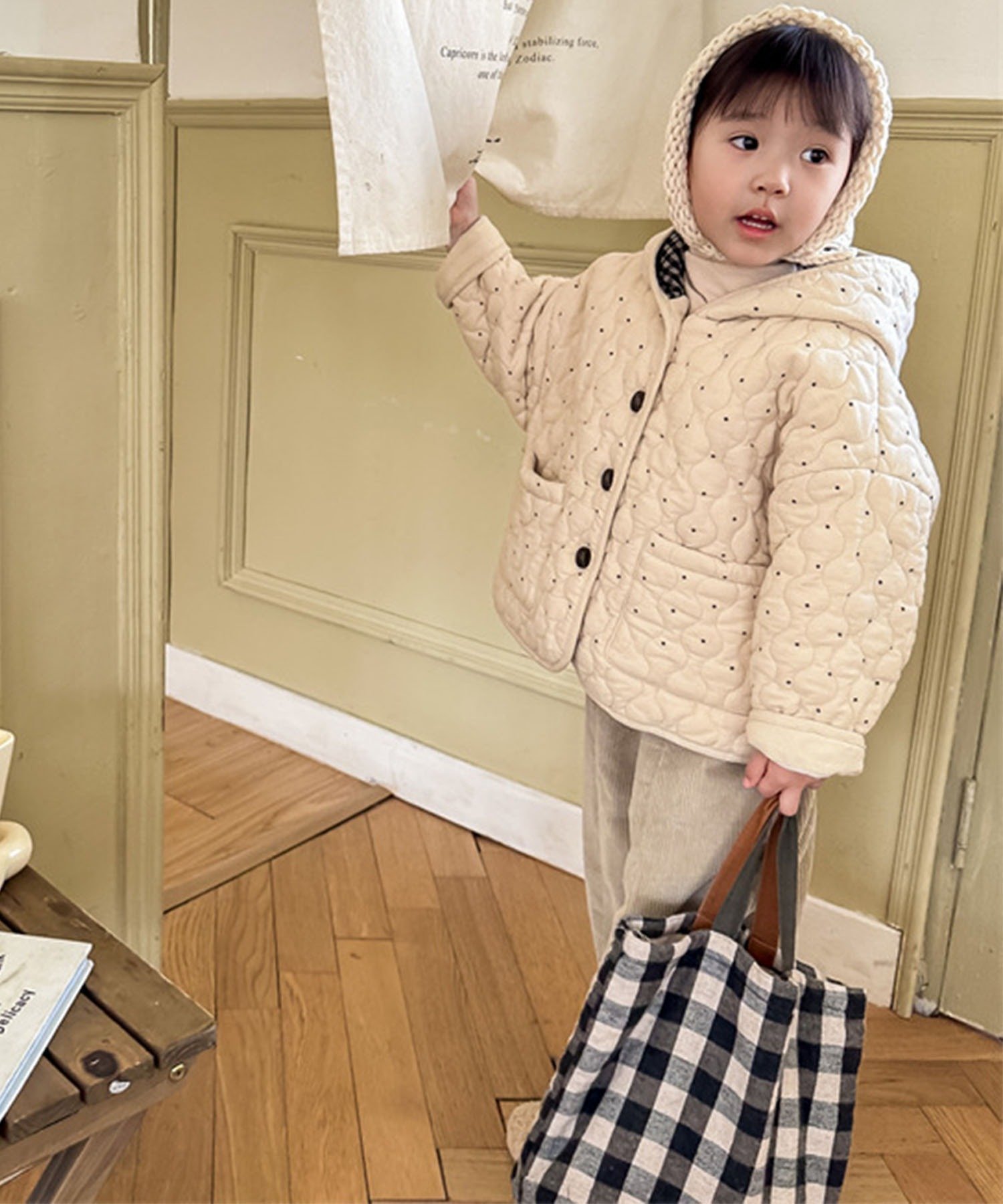 Стеганая куртка с капюшоном Aimoha Kids, off white — фото 4