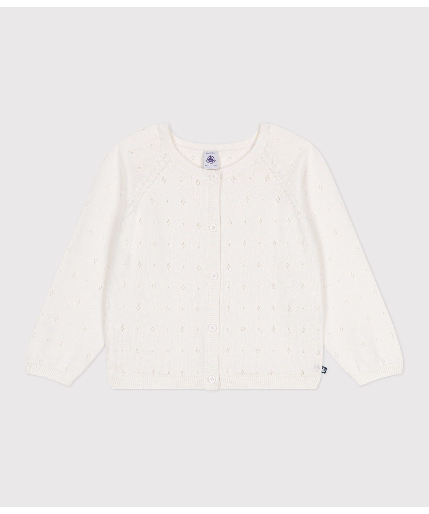 Хлопковый вязаный кардиган PETIT BATEAU, Off white