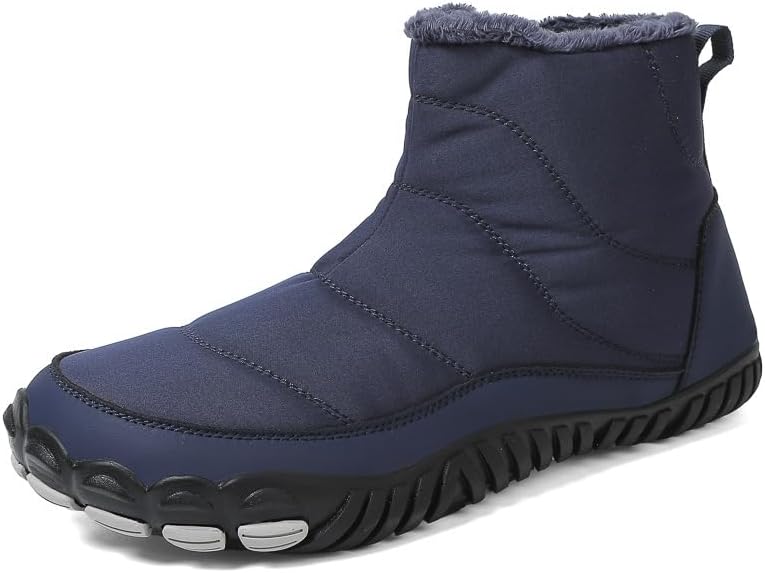 

Мужские слипоны для снега с теплой плюшевой подкладкой, удобные противоскользящие и прочные термальные ботинки с боковой молнией, зимняя обувь для мужчин Dikermoon, синий