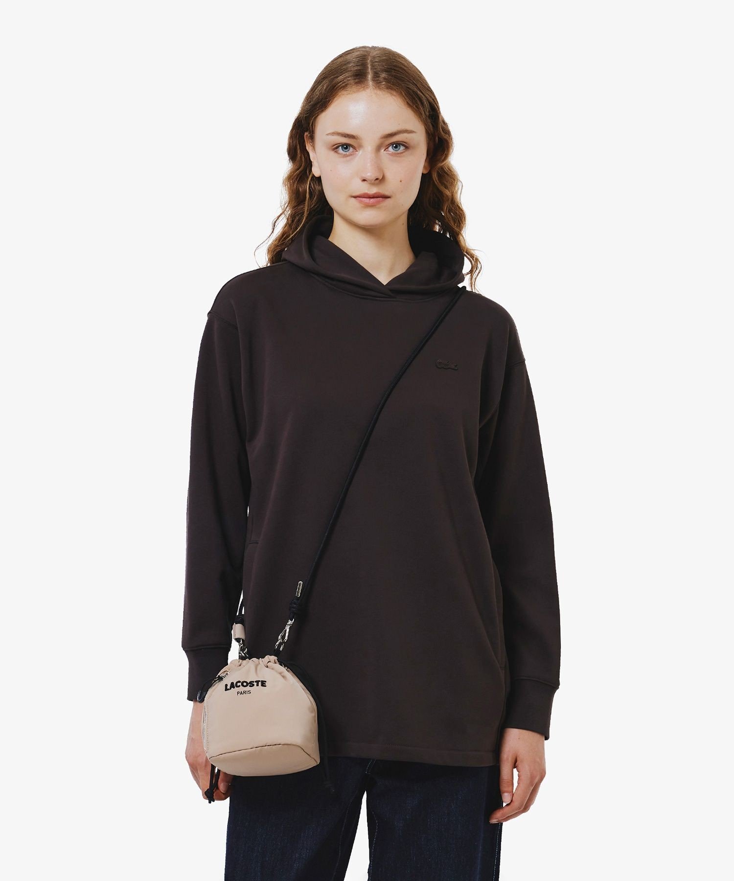 Толстовка LACOSTE с капюшоном, ворсистая подкладка, Dark Brown