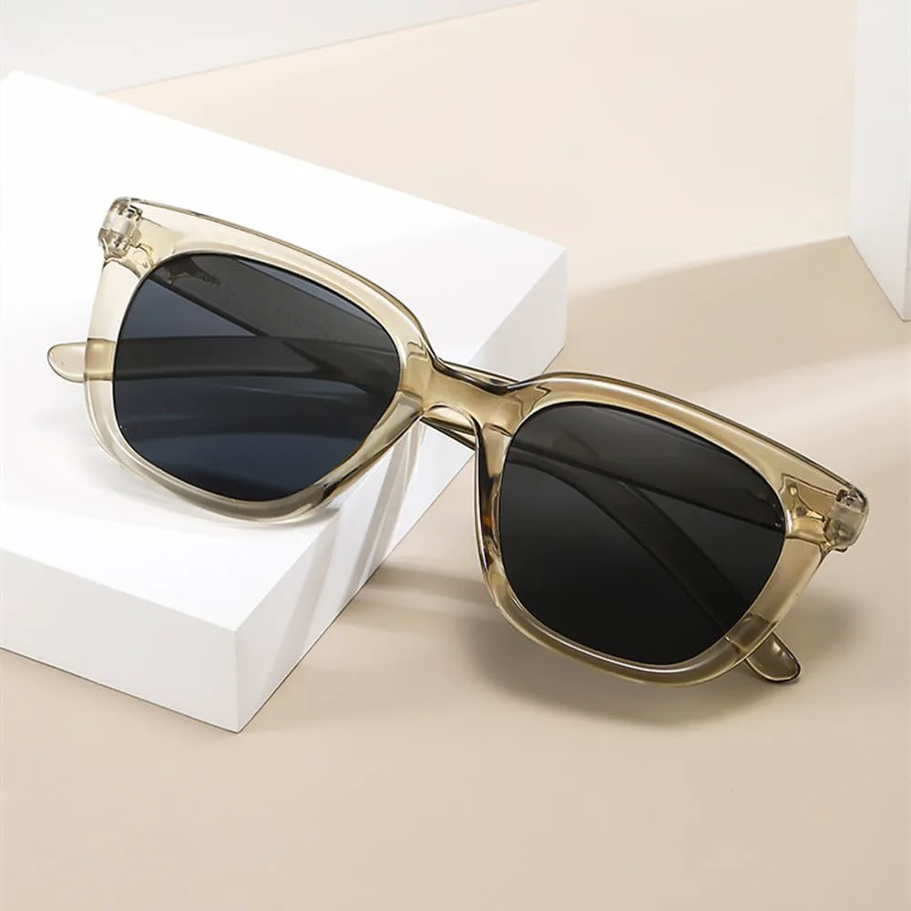 

2027 Женские модные солнцезащитные очки, прозрачные, квадратные, ретро, ​​винтажные, для активного отдыха, с защитой от УФ-излучения UV400 MTZJH, Clear Green