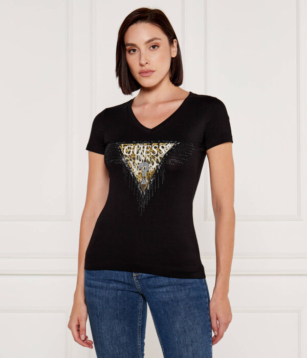 

Футболка женская Guess Jeans со стразами, черный