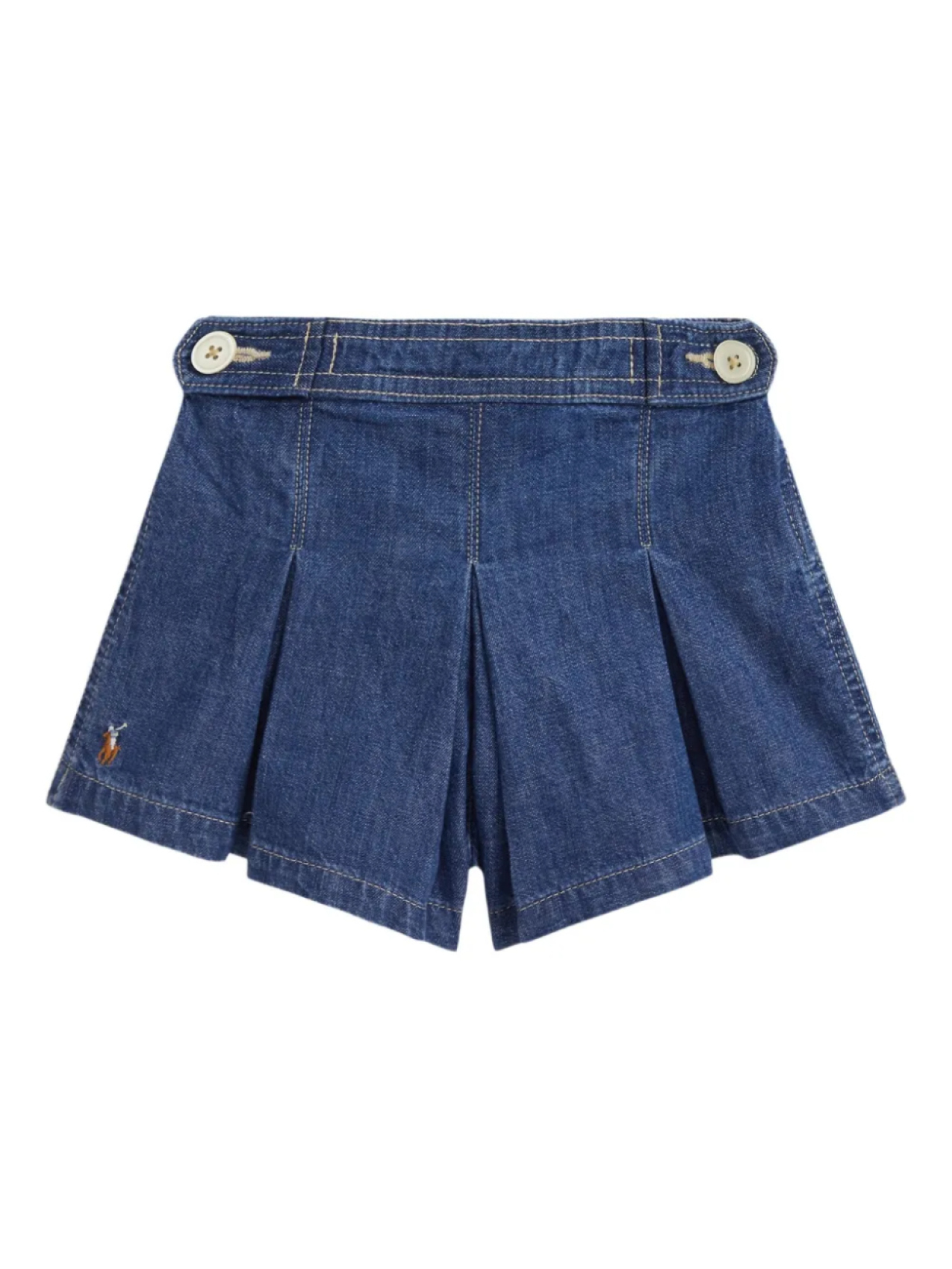 

POLO RALPH LAUREN KIDS джинсовые шорты со складками, синий