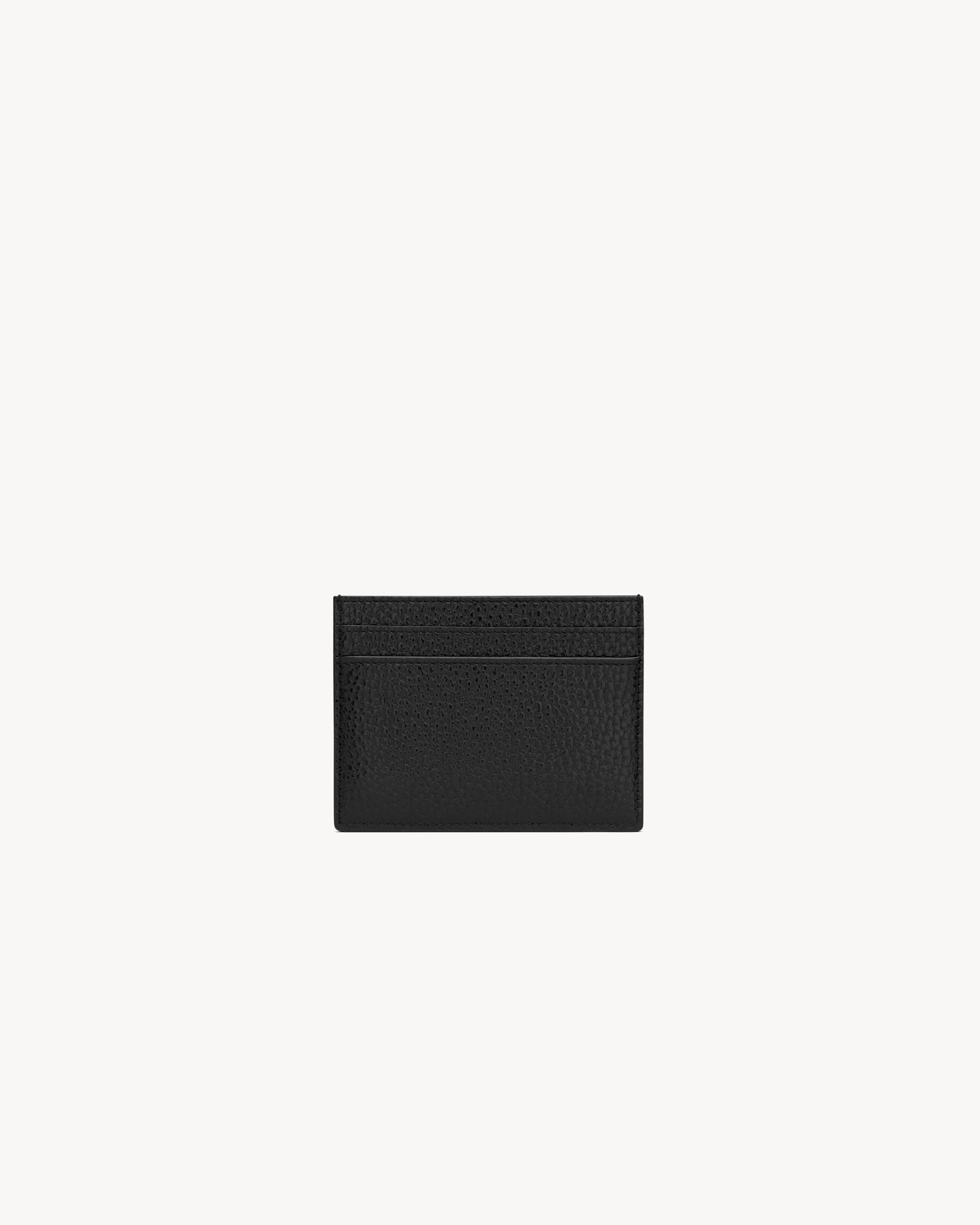 Кард-кейс TINY CASSANDRE из зернистой кожи Saint Laurent, черный — фото 2