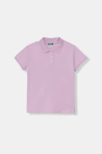 Поло хлопковое Polo z elastanem United Colors of Benetton, фиолетовый
