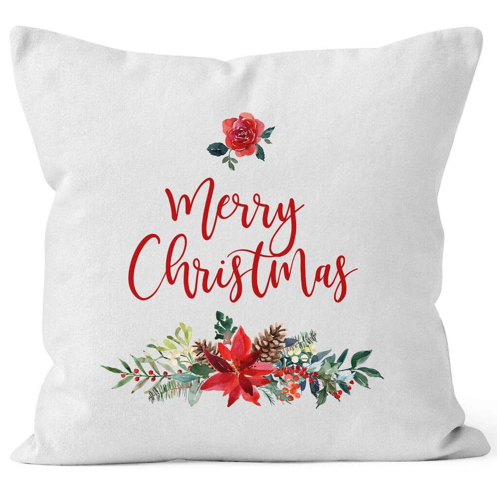 

Чехол на подушку Рождество Merry Christmas цветы пуансеттия Рождественская звезда чехол на подушку традиционный Autiga белый 40см x 40см