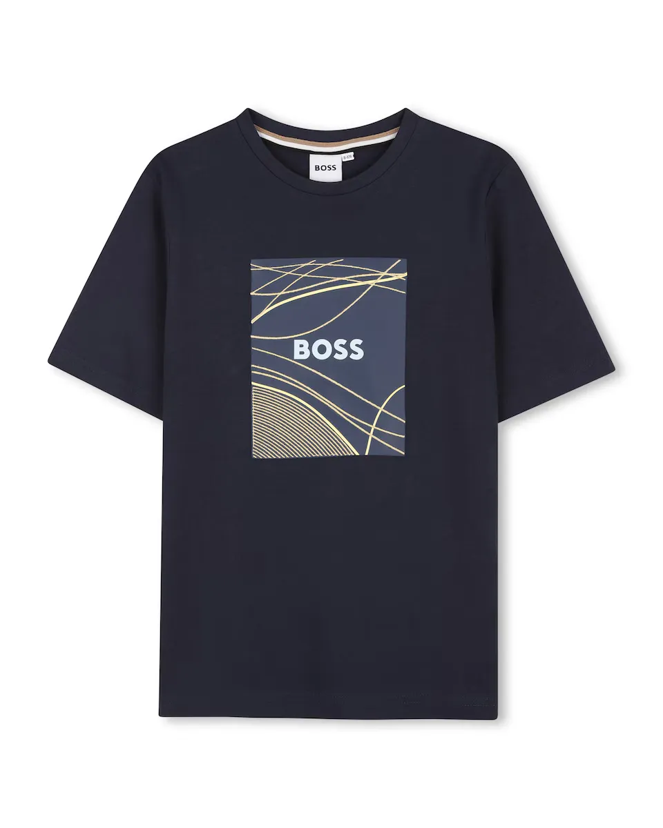 

Детская хлопковая футболка BOSS Kidswear, черный