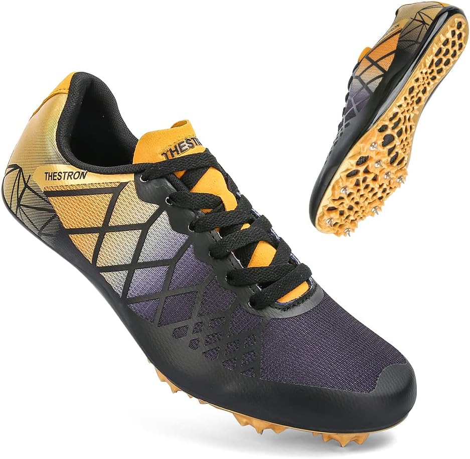 

Профессиональные шипованные кроссовки THESTRON для легкой атлетики для мужчин, женщин и детей, дышащие, для соревнований, прыжков, спринта и бега, черный