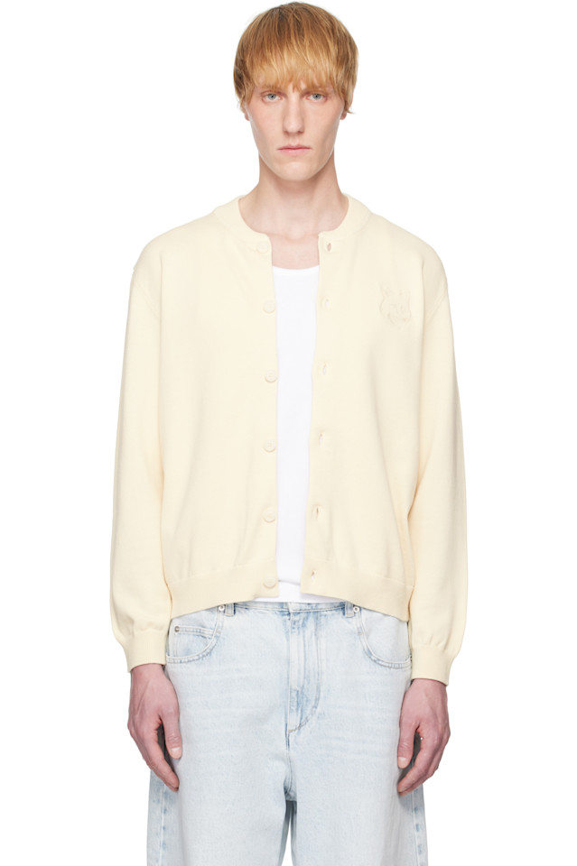 

Кардиган вязаный с вышитой головой лисы Bold fox Maison Kitsuné, цвет rich vanilla