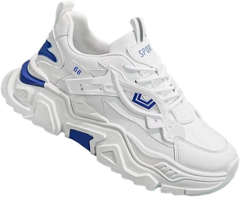 

Мужские дышащие спортивные кроссовки - толстоая подошва для увеличения роста, противоскользящие и прочные, шнуровка - подходят для активного отдыха, повседневного использования, бега, подходят для всех сезонов Fmshi, белый