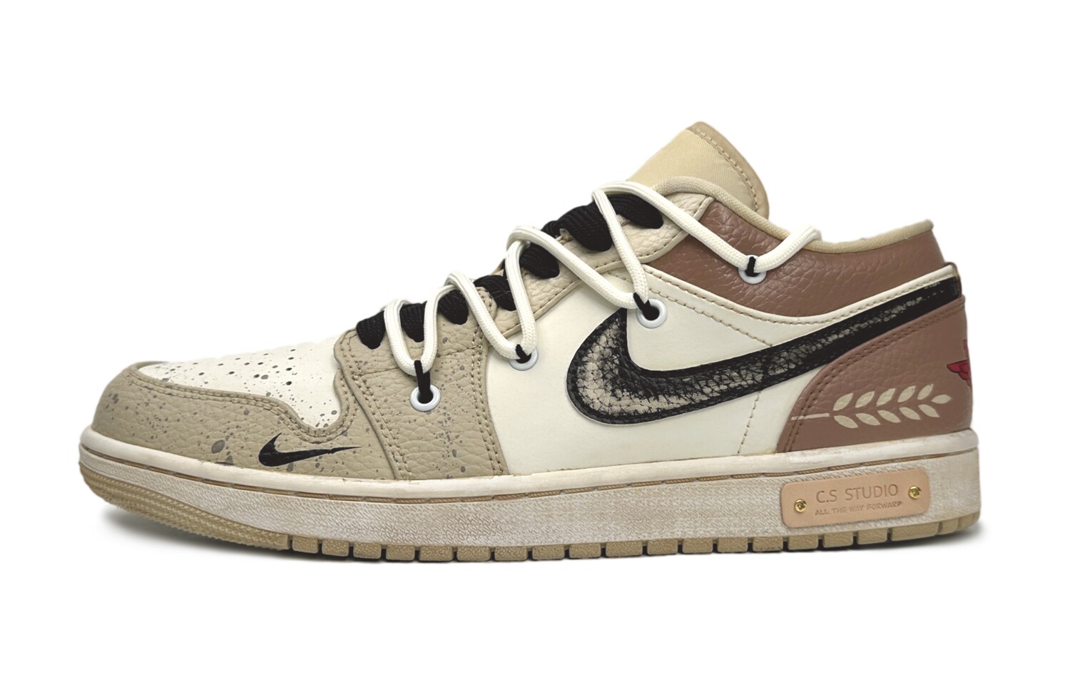 

Кроссовки Air Jordan 1 Vintage Basketball Shoes Men Low-top Brown, хаки/антрацит/черный