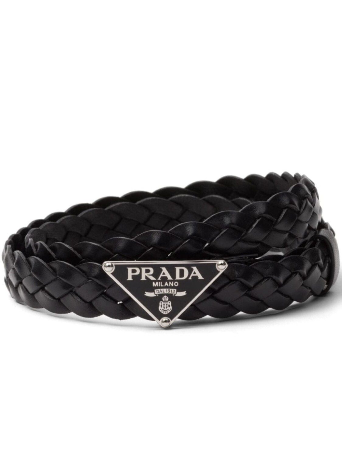 

Prada плетеный ремень с логотипом, синий