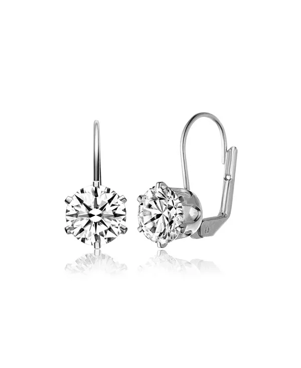 

Классические серьги с застежкой-русалкой из стерлингового серебра с покрытием из белого золота и прозрачными кубическими цирконами Genevive, white