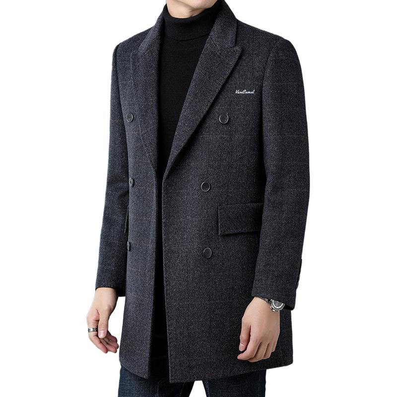 

VanCamel Пальто мужское серое с воротником-стойкой утепленное прямое