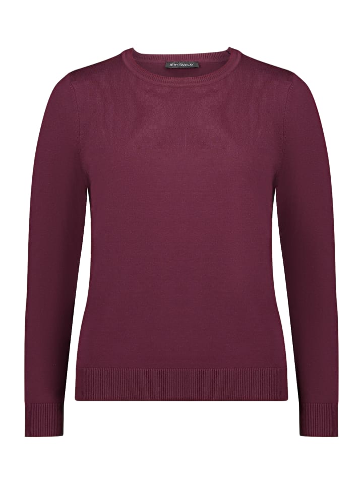 

Betty Barclay Простой вязаный пуловер с круглым вырезом темно-баклажанового цвета