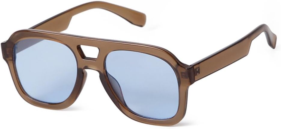 

Винтажные солнцезащитные очки в черепаховой оправе синего цвета для женщин и мужчин, модные, с двойной перемычкой, оранжевыми линзами, с защитой от УФ-излучения generic, C10