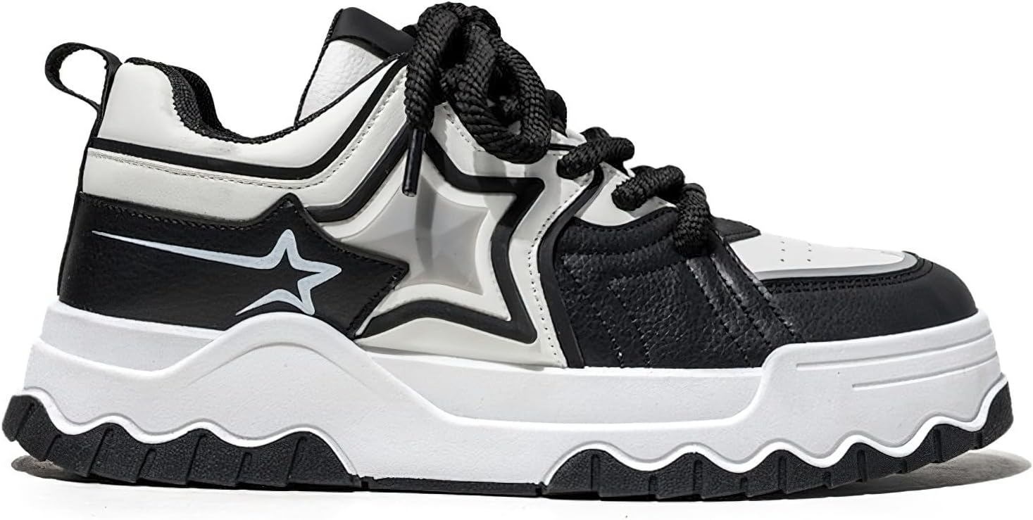 

Кроссовки Exusiai Men Chunky Fashion Star Y2K на платформе, стильные удобные бело-черные туфли
