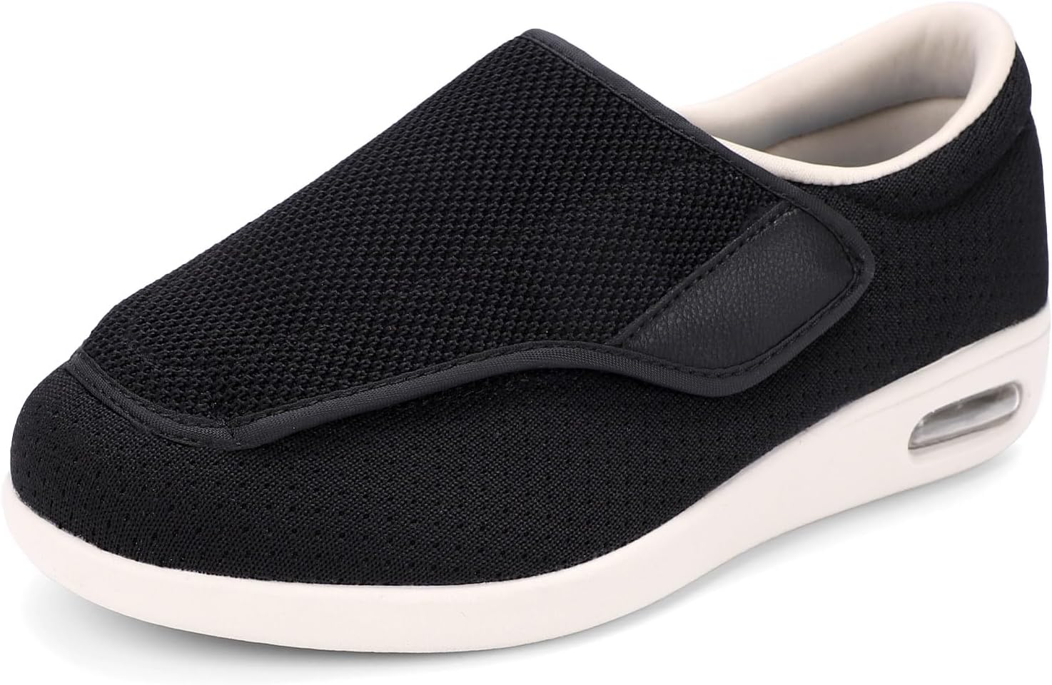 

Мужские диабетические туфли, легкие кроссовки для ходьбы с широкой колодкой и регулировкой застежек, подходящие при диабетическом отеке, подошвенном фасциите, бурсите, артрите и опухших ногах Secret Slippers, черный