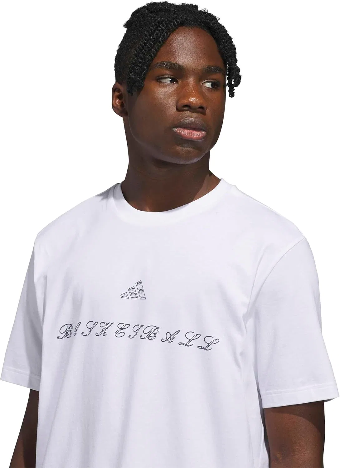 Футболка с баскетбольным принтом adidas, белый — фото 4
