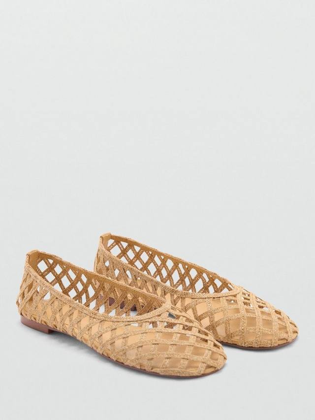 Ros Open Weave балетки на каблуке Mango, Medium Brown — фото 2