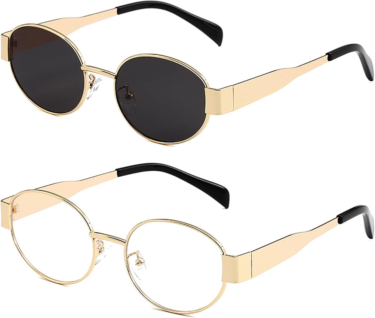 

Ретро-очки овальной формы, модные классические солнцезащитные очки в золотистой металлической оправе с защитой от УФ-излучения UV400 Kmxcnli, A7 Gold/Grey+gold/Transparent