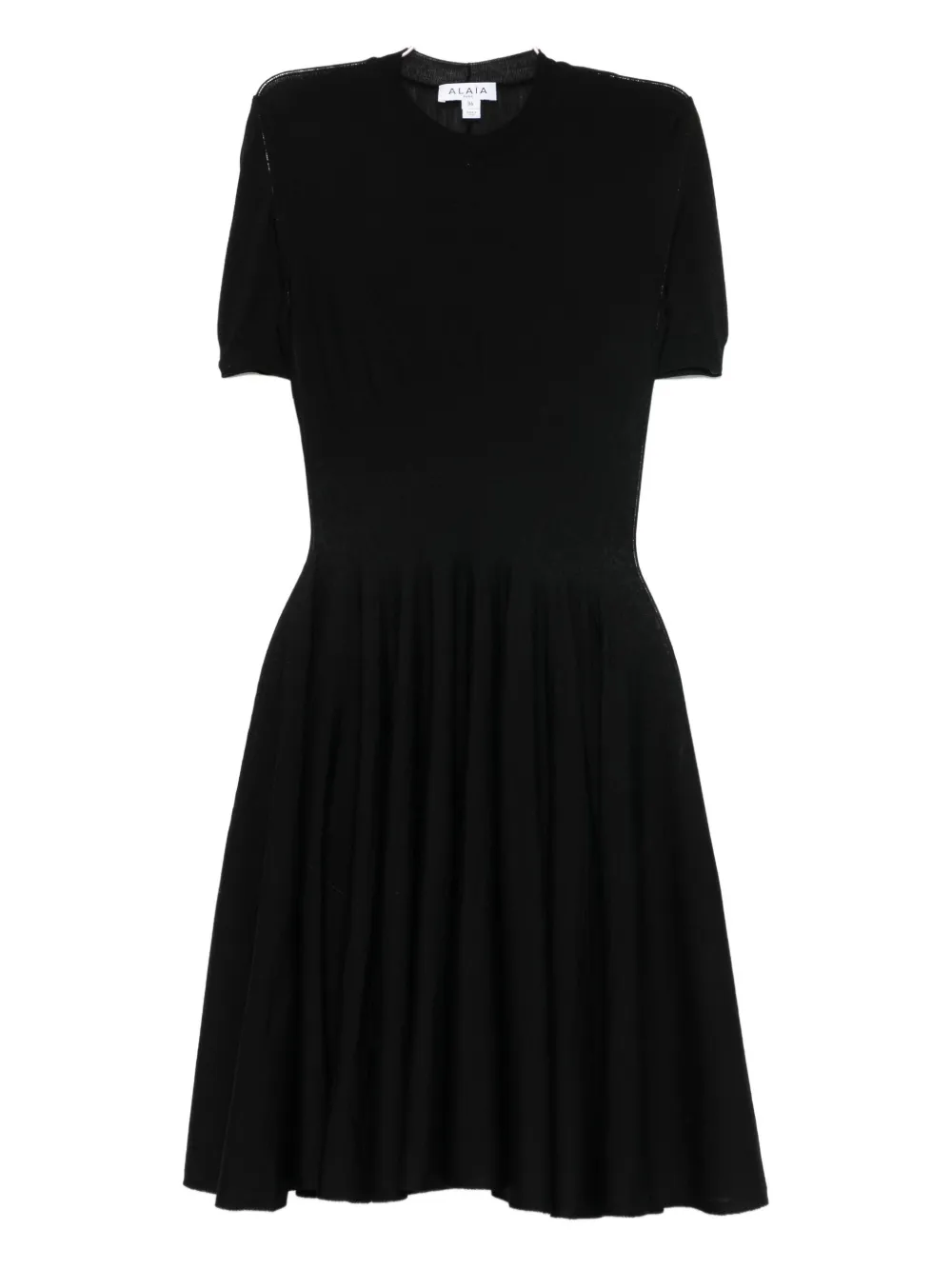 

Плиссированное платье с короткими рукавами Alaïa, черный
