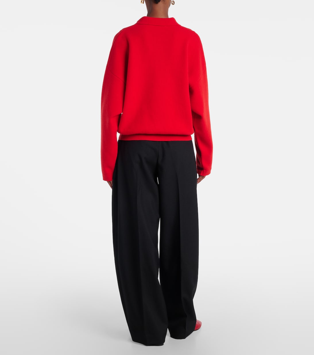 Свитер-поло из воздушной шерсти и кашемира Jacquemus, красный — фото 3