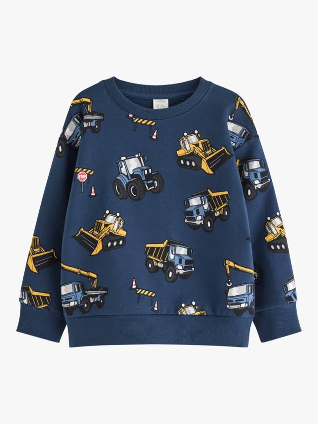 

Детский хлопковый свитшот с принтом грузовика Lindex, Dark Blue
