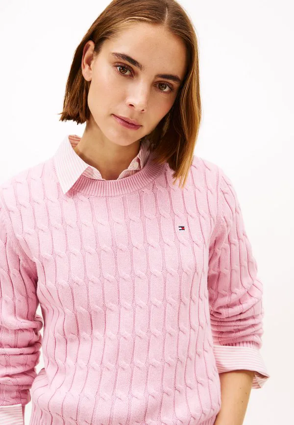 Свитер с круглым вырезом и косами Tommy Hilfiger, Bonita Pink — фото 4