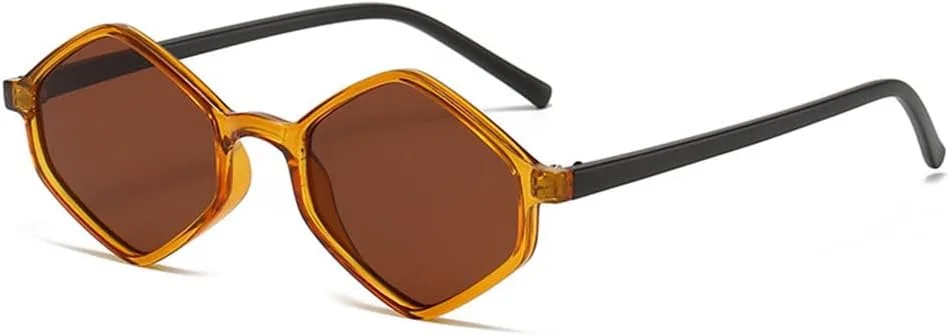 

Женские солнцезащитные очки в винтажном стиле неправильной формы, с маленькой оправой, защитой от УФ-излучения UV400, легкой тонкой оправой и линзами HDUBFY, Yellow