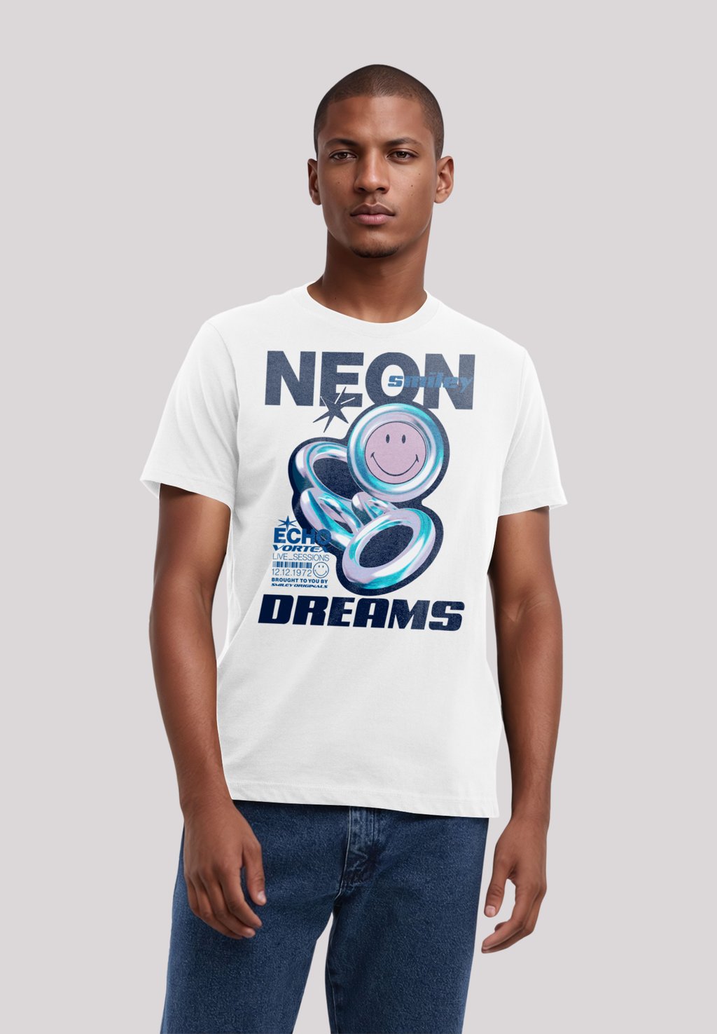 

Футболка с принтом SMILEY ORIGINALS NEON DREAMS RAVE WEAR F4NT4STIC, белый