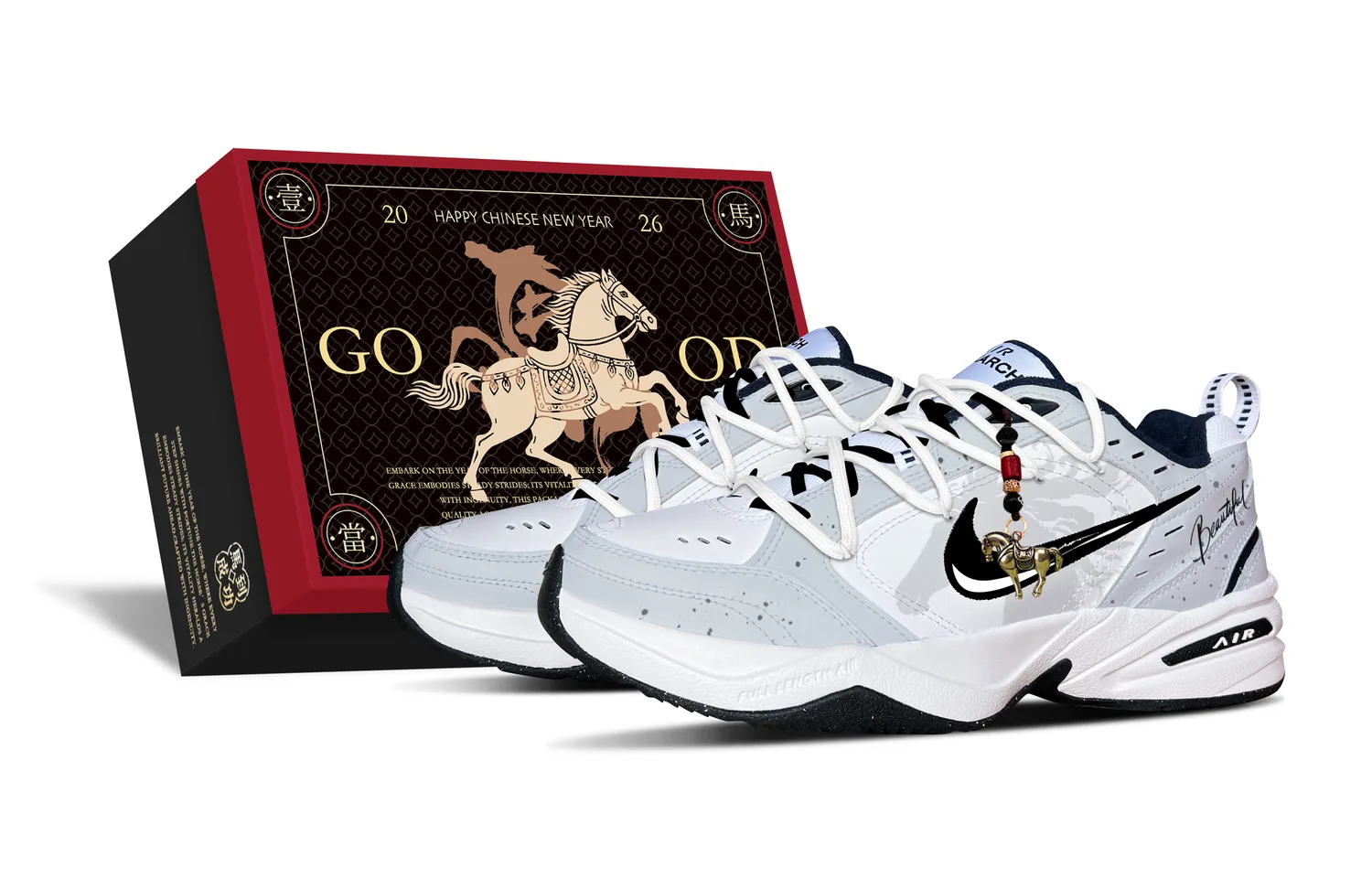 Nike Air Monarch 4 Cushioning Abzasion Resistant Slip Resistant Low top Chunky Sneakers Unisex Gray