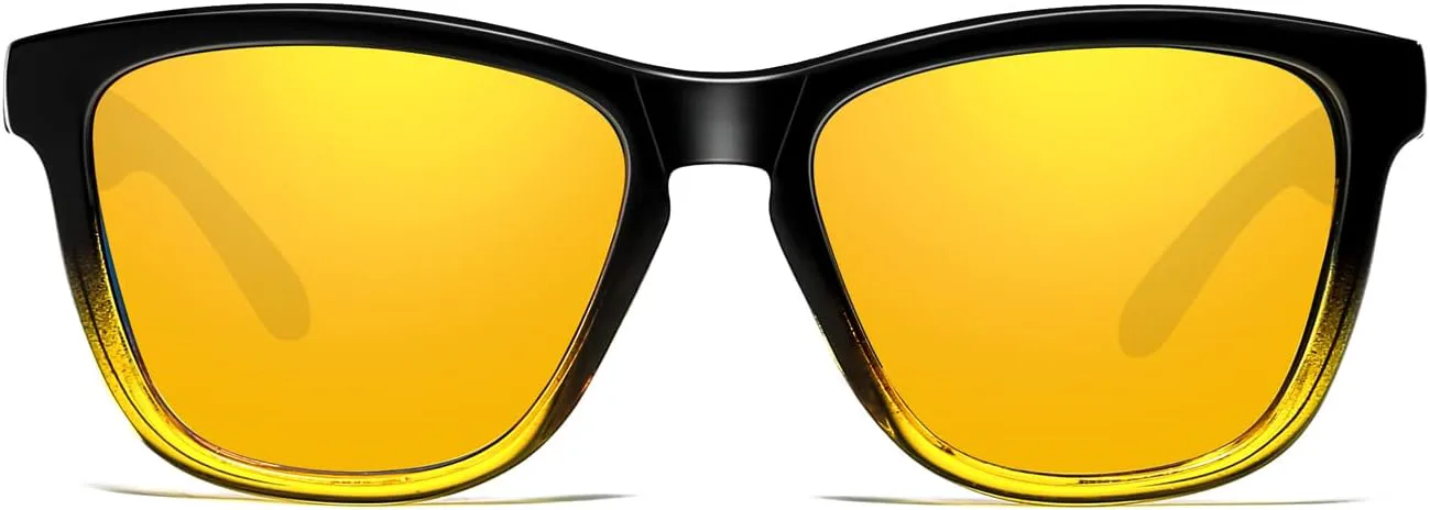 

Поляризованные солнцезащитные очки Dollger для мужчин и женщин, ретро-классические солнцезащитные очки с защитой UV400, A18:gradient Black Frames Mirrored Yellow Lens