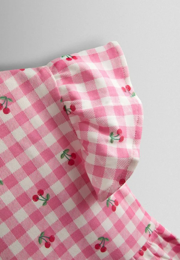 Повседневное платье стандартного кроя Jojo Maman Bébé, Pink Gingham Cherry — фото 3