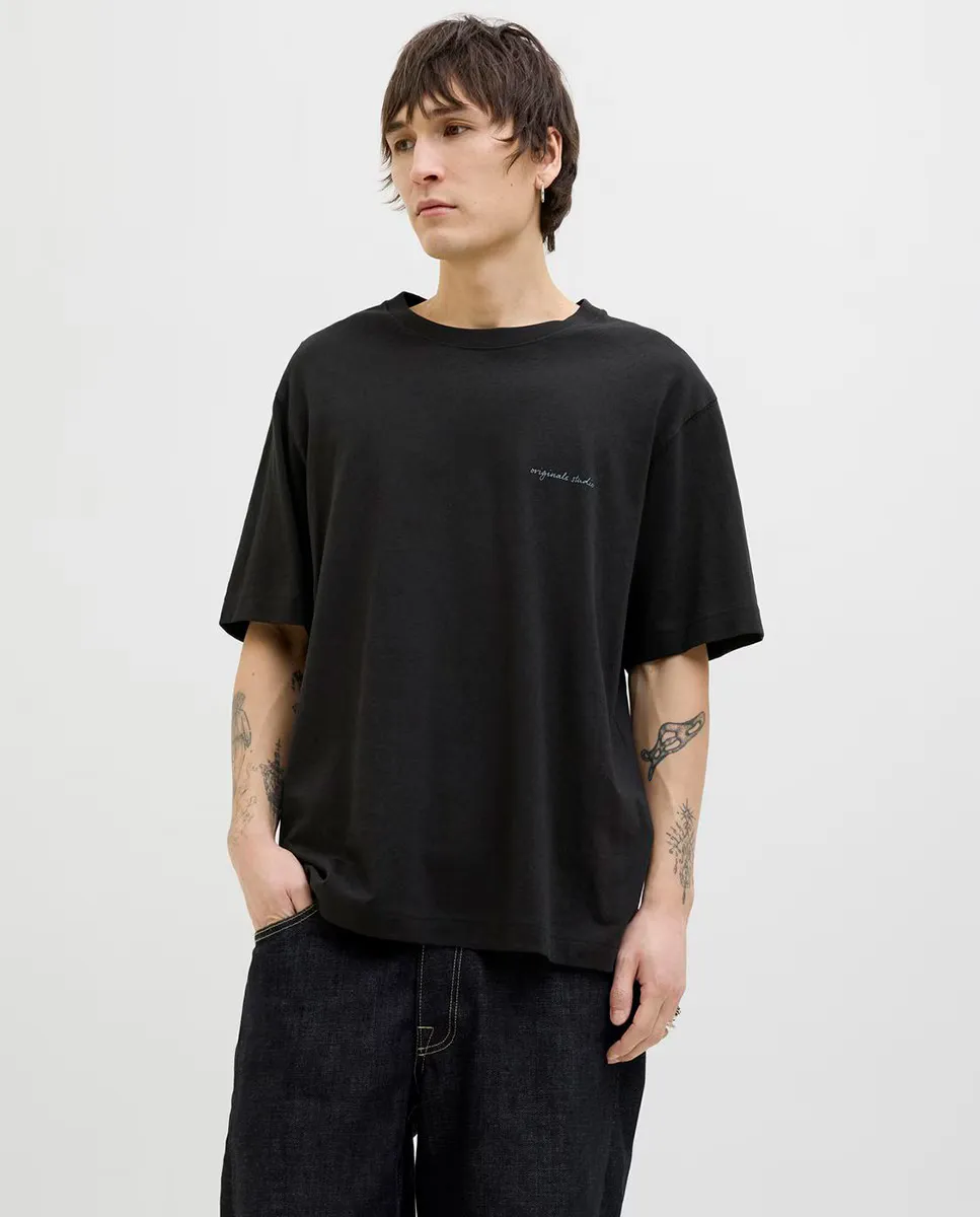 

Мужская футболка с коротким рукавом и рисунком на спине Jack & Jones, чёрный