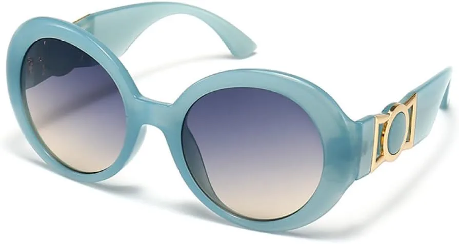 

Круглые солнцезащитные очки для женщин, винтажные очки для вождения, солнцезащитные очки для женщин с защитой от УФ-излучения UV400 LANGSER, Blue Blue Tea